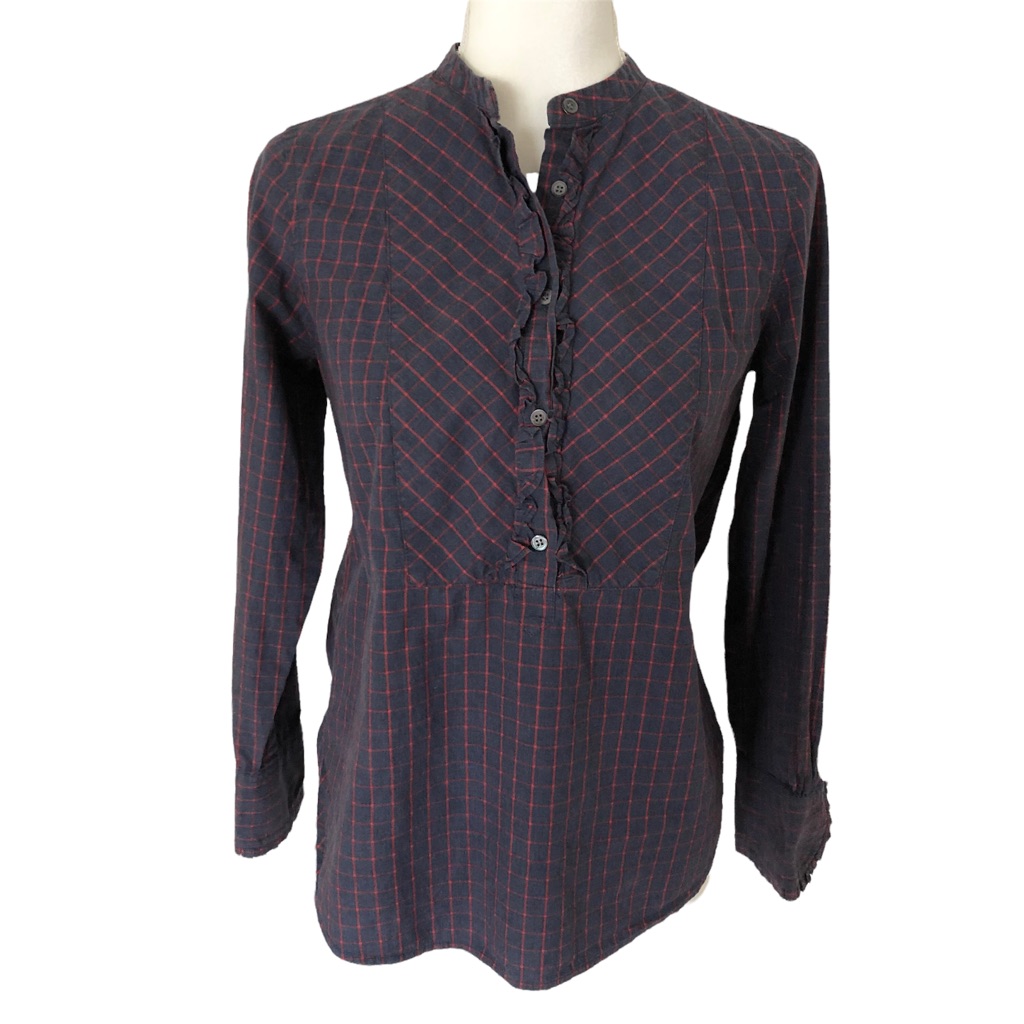 J.Crew Ruffles Long Sleeves 1/2 Button Front Blouse Size 2